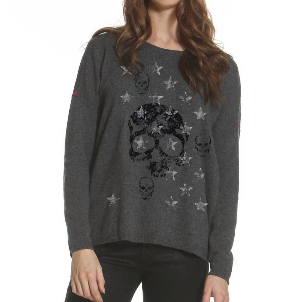 NEW LABEL+THREAD faded skull crew tee in charcoal